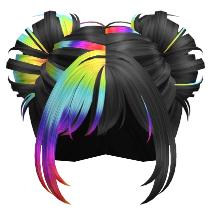 Messy Soft Anime Hair Buns in Raccoon Holographic