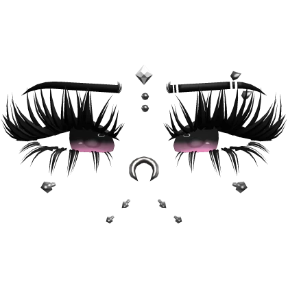 ♡ goth baddie lashes w pink eyes + piercings