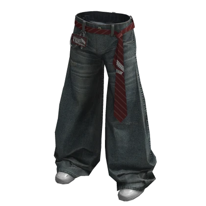 SAGGING JEANS WITH RED TIE/JEYS