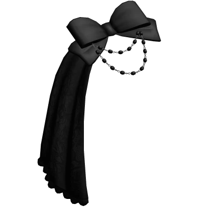 gothic bow with ruffles & rosary beads black