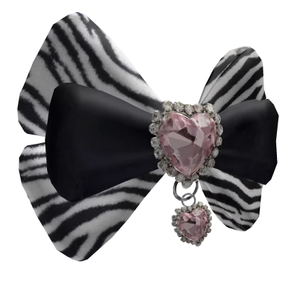 huge oversized zebra crystal heart gyaru doll bow