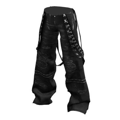 Distressed Oversized Jeans Blackout