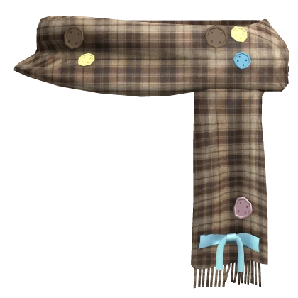 ♡ Igari Brown Plaid Button Scarf