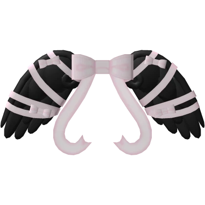 FREE: soft black pegasus wings + pink ribbon 