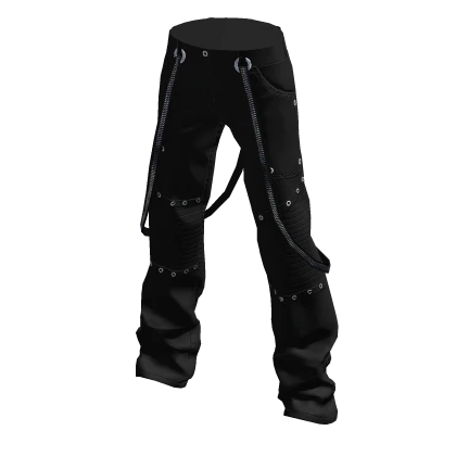 Zipped Cargo Pants Black