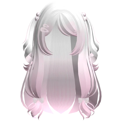 🤍 dream girl curly anime pigtails white pink