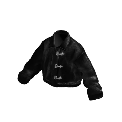 MARCHÉE - Black Fireman Clasp Leather Jacket