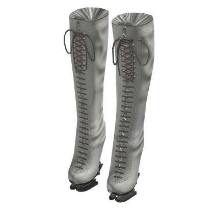 Ice Skate Leather Heel Boots (White)