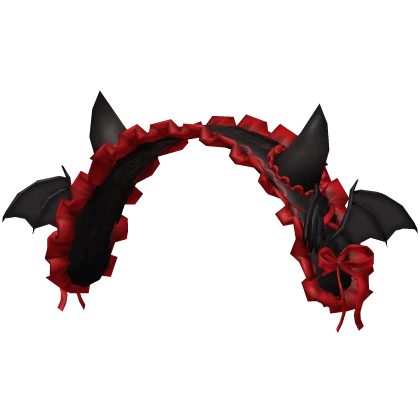 Black and Red Devil Headband w/ Bat Wings