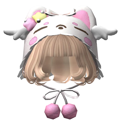 Short Swirly Bangs w/ Cute Cap Tie-Knot in Blonde