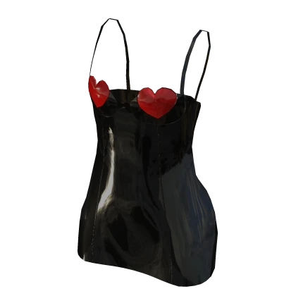 Black and Red Latex Heart Dress