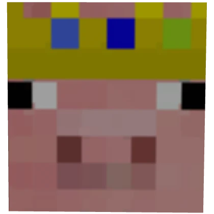 Pixelated Pig Head with Crown