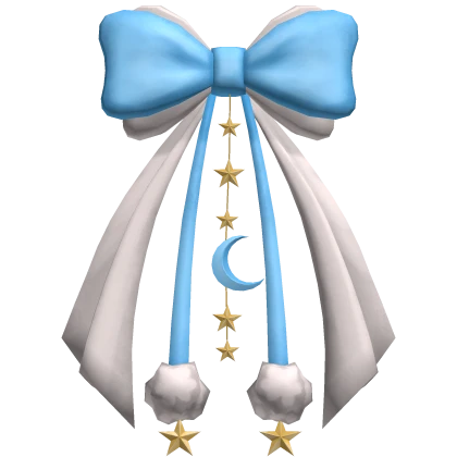 Cute Preppy Bow Moon Charm Ribbon Hair Blue Pastel