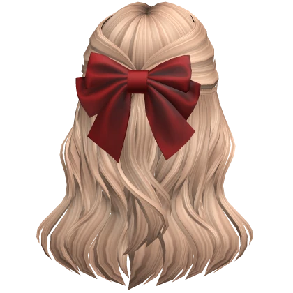 Soft Flowy Half up Hair w/ Christmas Bow (Blonde2)