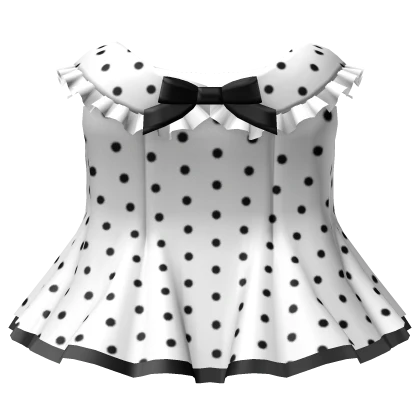 3.0 cute polka dot dress & bow collar - white