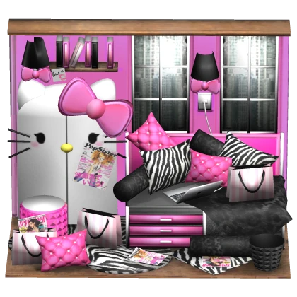 Messy Gyaru Grunge Cute Zebra Print Kitty Room