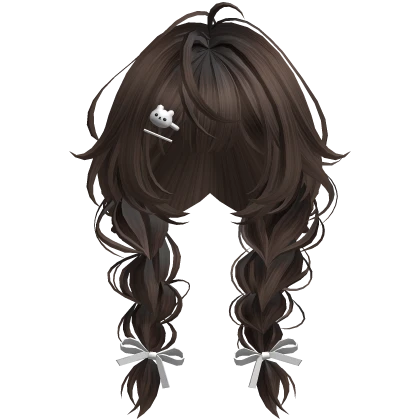 Brown Braided Pigtails w/ Teddy Bear Clips