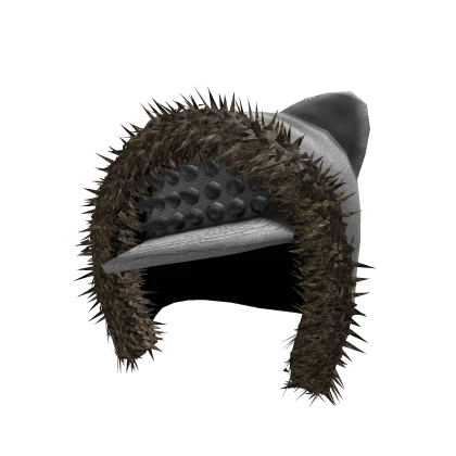 white fur cat hood w/ spiked emo y2k hat