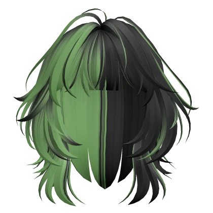 Black & Green Vee Messy Short Anime Hair