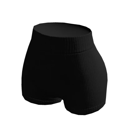 Shorts Black High Waist Knitted Basic Winter y2k