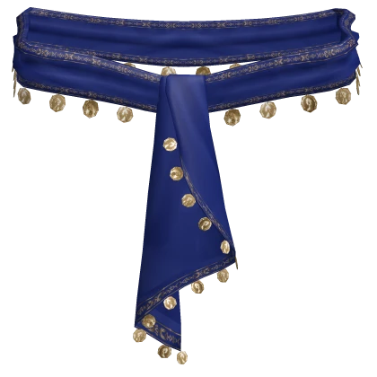 Elegant Coin Satin Blue Gold Scarf Belt 1.0