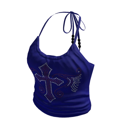 Girl Y2k Cross Top Blue