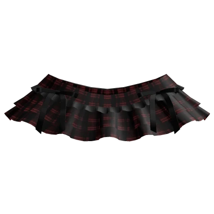 ⸸꒱ layered ruffle plaid skirt w bows in red 3.0