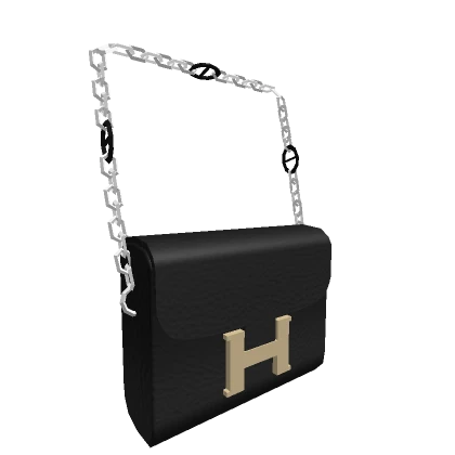 H Button Shoulder Bag-Black