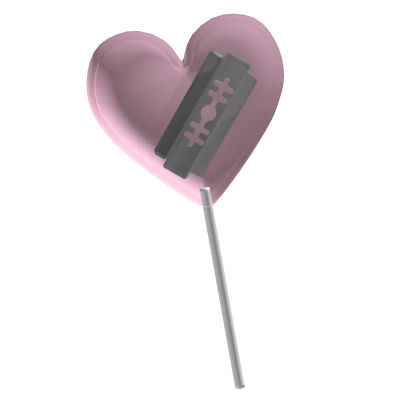 ✞ : kawaii heart lollipop w/ fake razor blade
