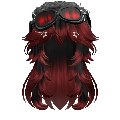 Black&Red Long Hair w/ Y2K Goggles Ushanka