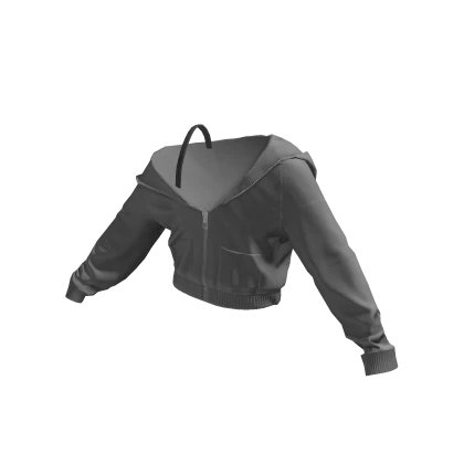 Off Shoulder Cropped Half Zipped Hoodie Grey