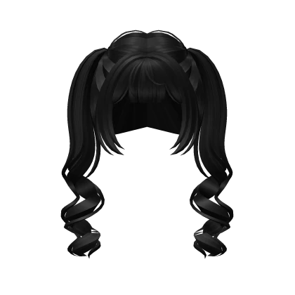 Curly Dreamy Shoujo Pigtails (Black)