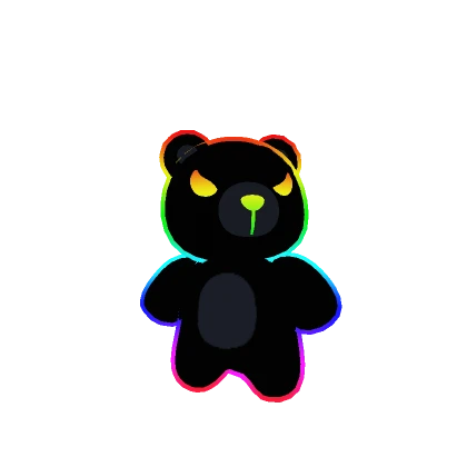 2D Cute Neon Rainbow Angry Bear