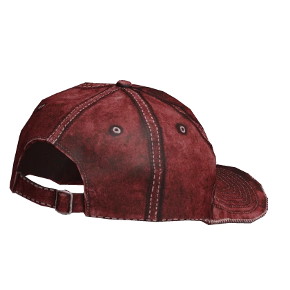 Oversized Red Distressed Backwards Cap