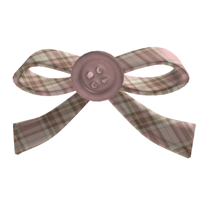 brown and pink plaid bow with pink button