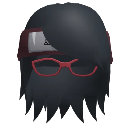 Black Anime Hair Sarada Uchiha With Red Glasses