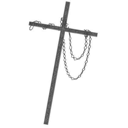 huge gothic silver cross with chains front