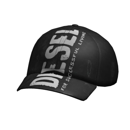 Diesel Distressed Cap in Black