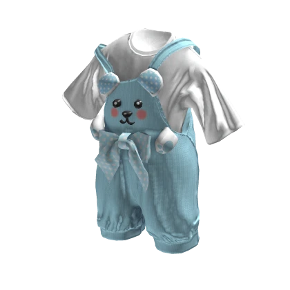 💜 Teddy Bear Overalls Chibi Style_Sky blue