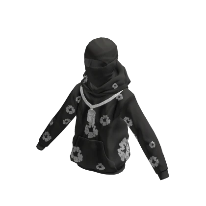 Black Denim Taers W Ski Mask / Chain