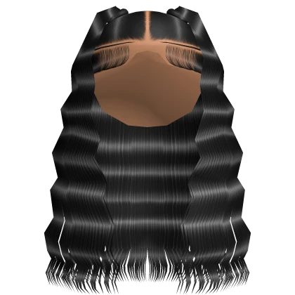 Black Crimped Half Up Half Down Pigtails