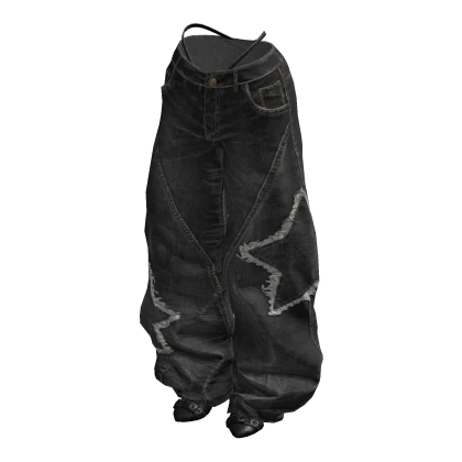 Black Y2K Baggy Star Denim Jeans 🫐
