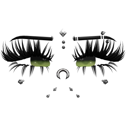 ♡ goth baddie lashes w green eyes + piercings