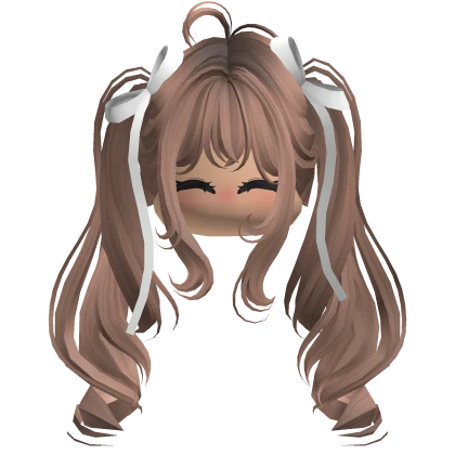 Anime Milktea Miku Twirly Pigtails w/ Bows & Face