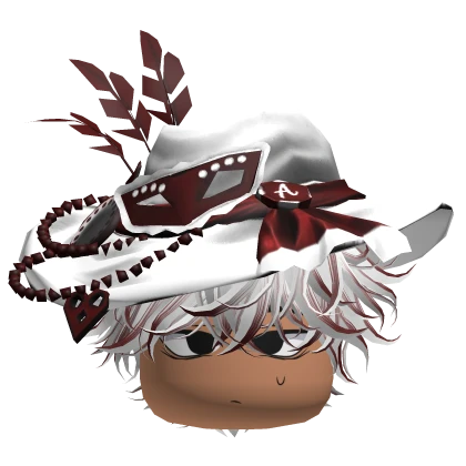 White & Red Messy Emo Hair w/ Hat & Shy Boy Face