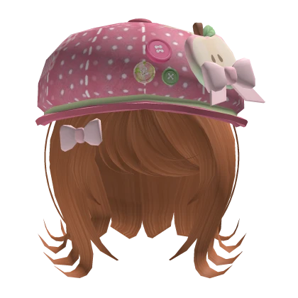 Igari beret apple pink & green short hair orange