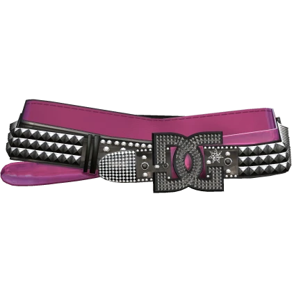 Y2K DC Studded Scene Rhinestone Belt Black Pink 