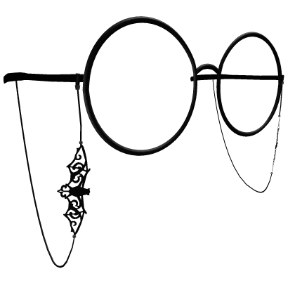 Goth Black Bat Round Glasses