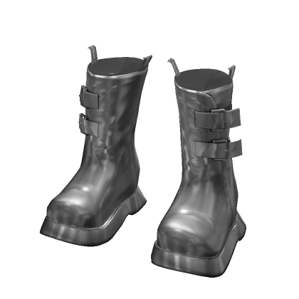 Silver Y2K Leather Boots /MIWAS