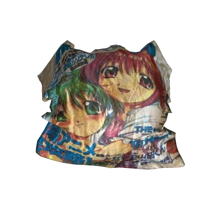 grunge anime t-shirt on head